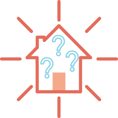 Image of a house with question marks